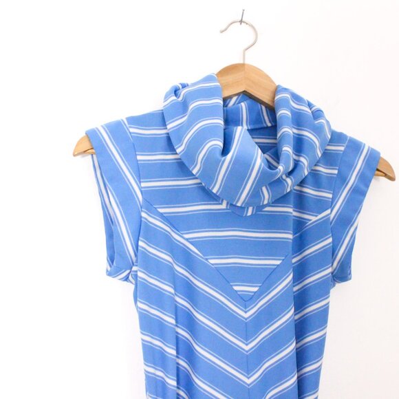 *Custom Made Blue Striped Turtleneck Sleeveless Dress - Picture 6 of 7